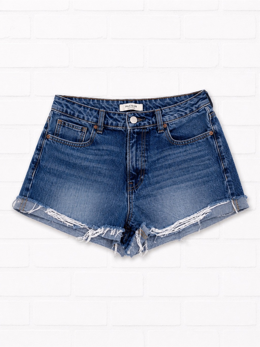 PacSun Blue Distressed Rolled Hem Denim Shorts 100% Cotton Sz 26